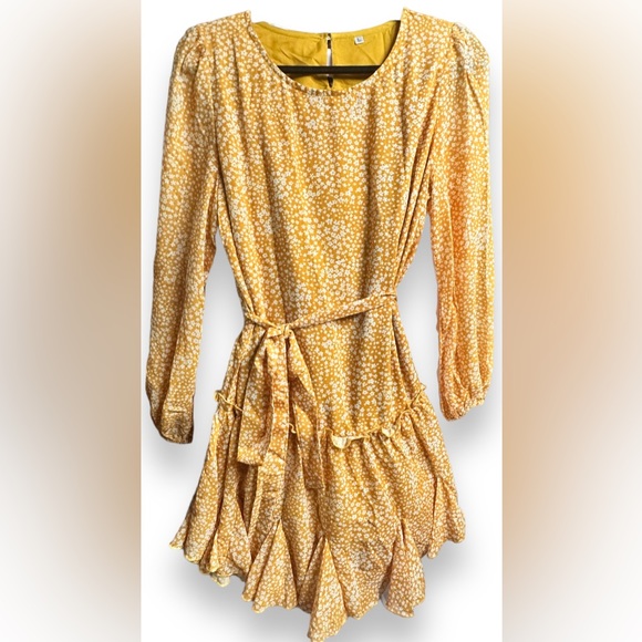 AMALL Crewneck Floral Mini Dress, Yellow SOLD OUT ONLINE - Picture 8 of 8